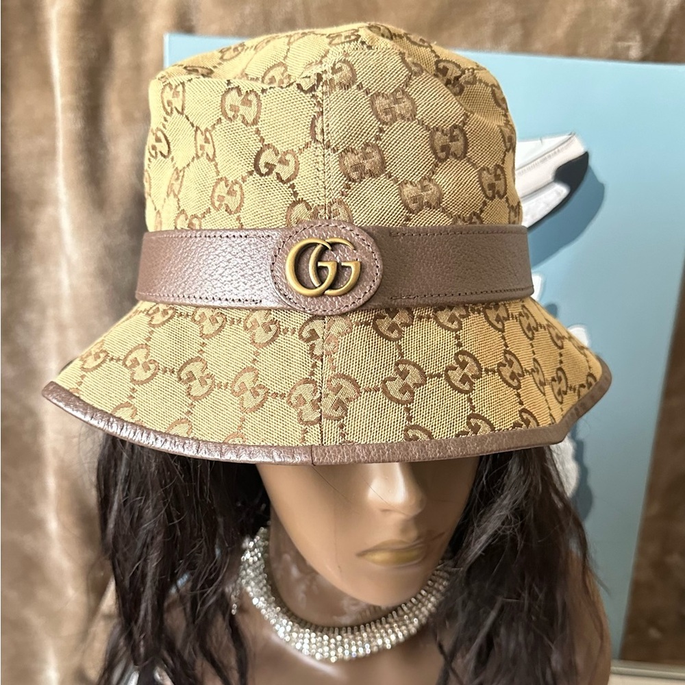 Gucci Tan and Brown Monogram Bucket Hat